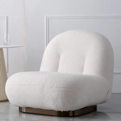 Off-White Boucle Floor Sofa Lounge Chair Soft Cushi (1)