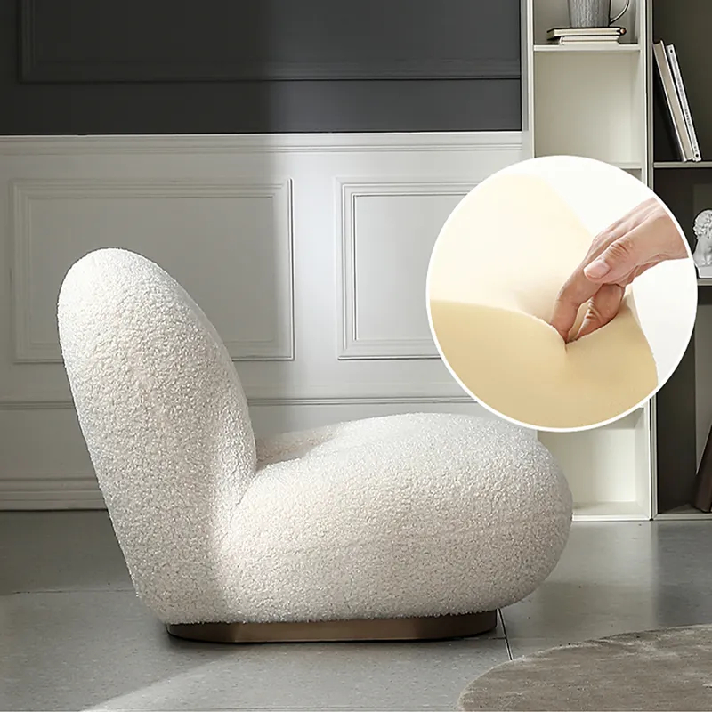 Off-White Boucle Floor Sofa Lounge Chair Soft Cushi